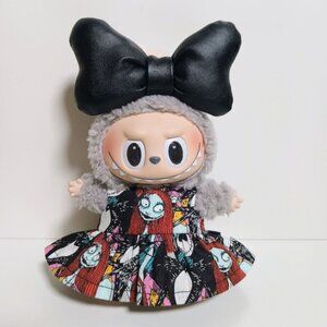 Labubu Nightmare Before Christmas Sally Dress with Faux Leather Bow